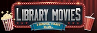 the library movies logo with popcorn and popcorn